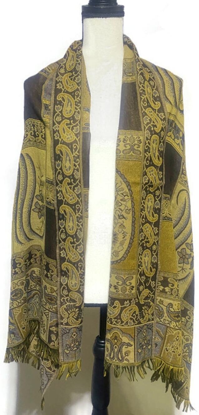 Shoulder Wrap Scarf Two-Toned Brown 67x27